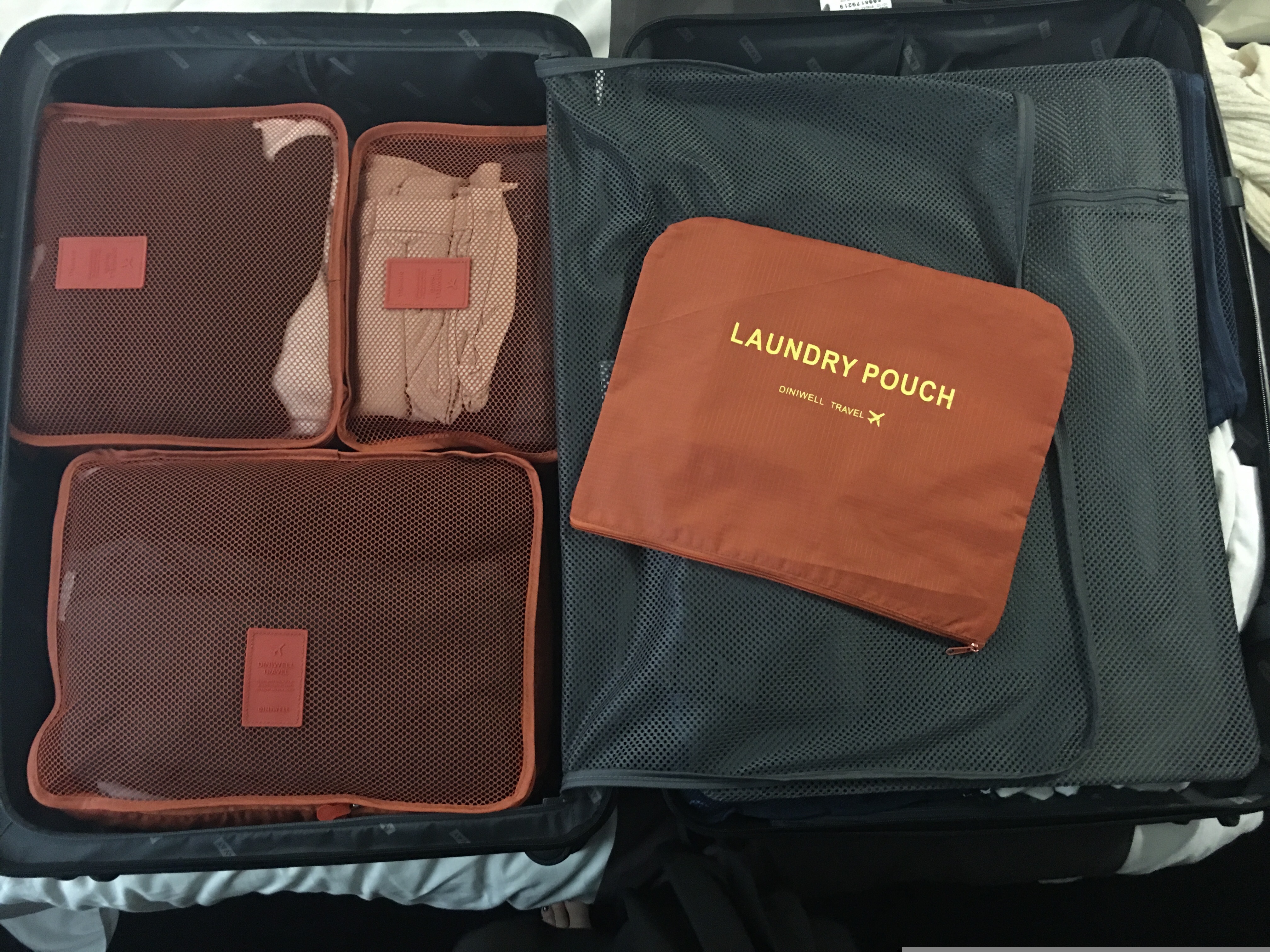 packing cubes in suitcase